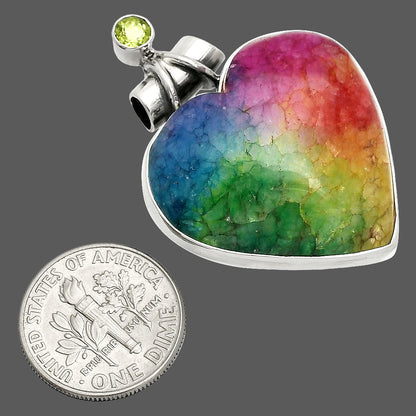 Heart - Multi Solar Quartz & Peridot Pendant P-1159 SDP149808