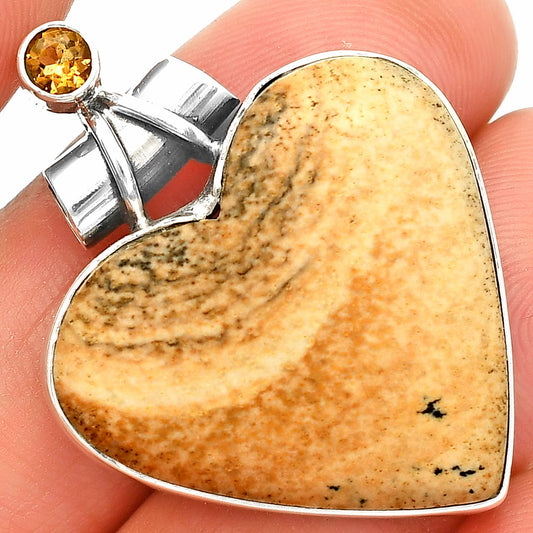 Heart - Picture Jasper & Citrine Pendant P-1159 SDP149810