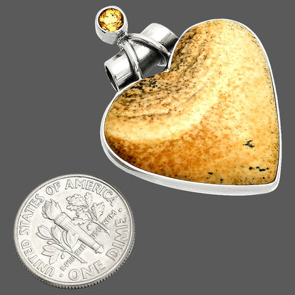 Heart - Picture Jasper & Citrine Pendant P-1159 SDP149810