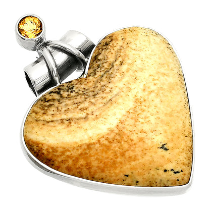 Heart - Picture Jasper & Citrine Pendant P-1159 SDP149810
