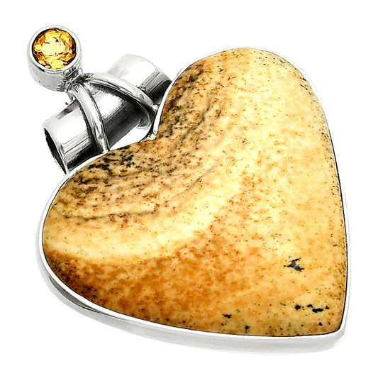 Heart - Picture Jasper & Citrine Pendant P-1159 SDP149810