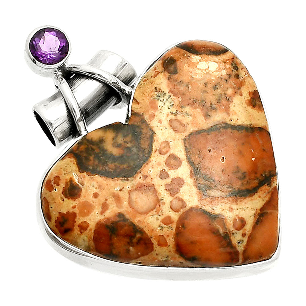 Heart - Leopardite Jasper & Amethyst Pendant P-1159 SDP149811