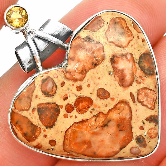 Heart - Leopardite Jasper & Citrine Pendant P-1159 SDP149815