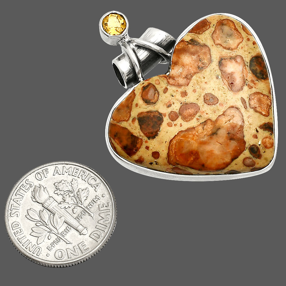 Heart - Leopardite Jasper & Citrine Pendant P-1159 SDP149815