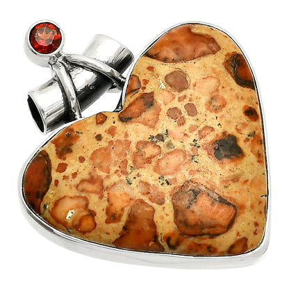 Heart - Leopardite Jasper & Garnet Pendant P-1159 SDP149816