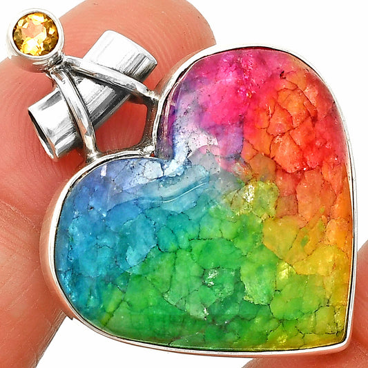 Heart - Multi Solar Quartz & Citrine Pendant P-1159 SDP149818