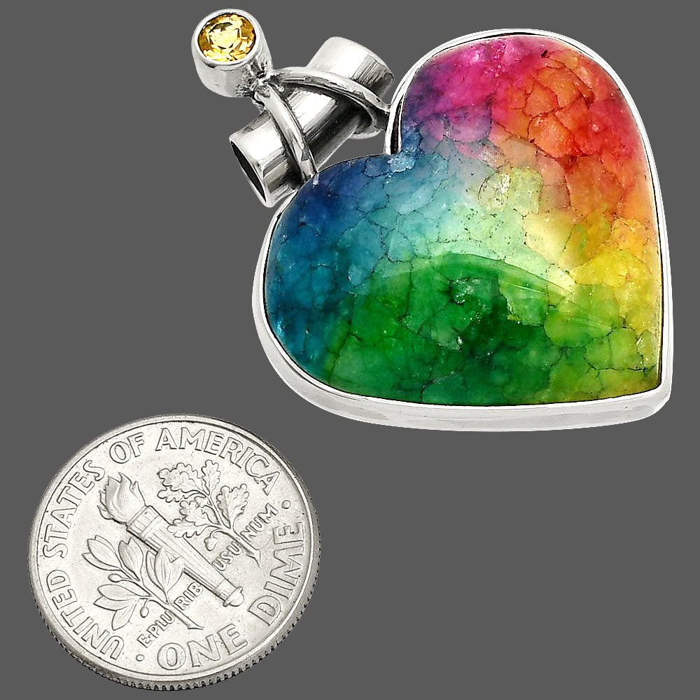 Heart - Multi Solar Quartz & Citrine Pendant P-1159 SDP149818