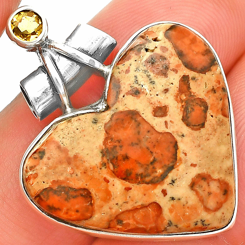 Heart - Leopardite Jasper & Citrine Pendant P-1159 SDP149819
