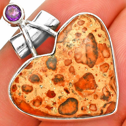 Heart - Leopardite Jasper & Amethyst Pendant P-1159 SDP149821