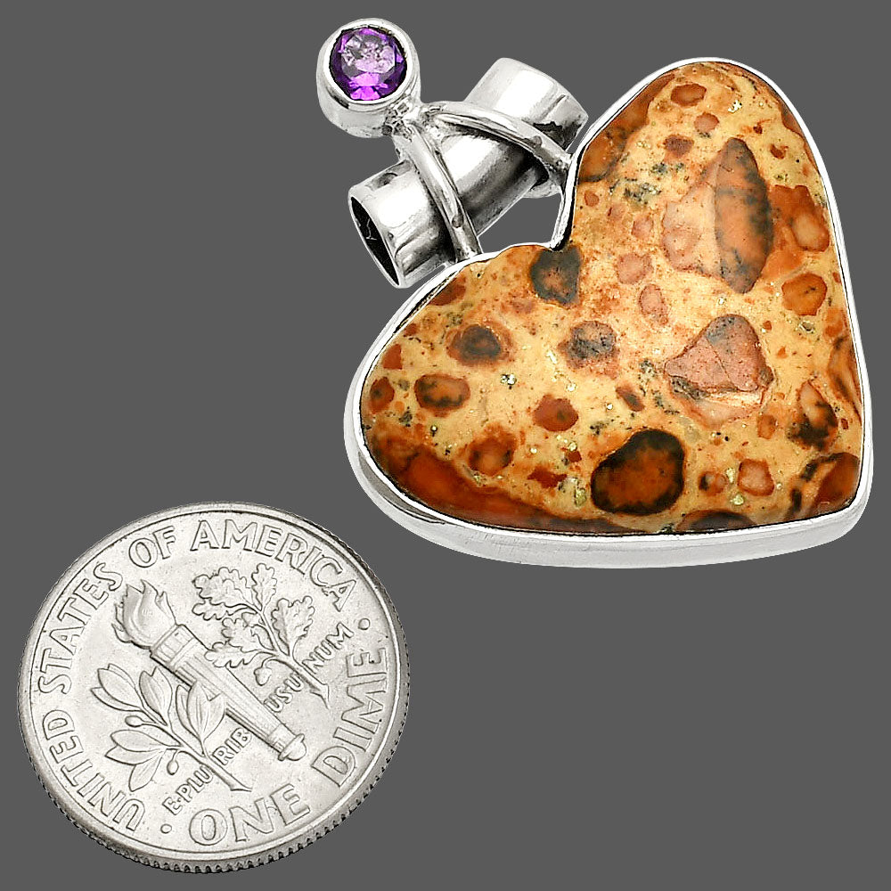 Heart - Leopardite Jasper & Amethyst Pendant P-1159 SDP149821