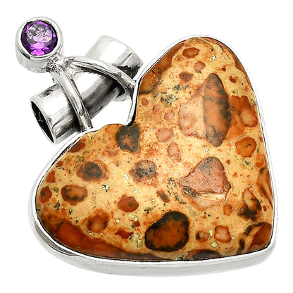 Heart - Leopardite Jasper & Amethyst Pendant P-1159 SDP149821