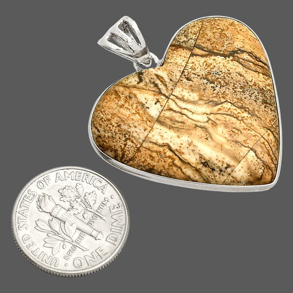 Heart - Natural Picture Jasper Pendant P-1043 SDP149917