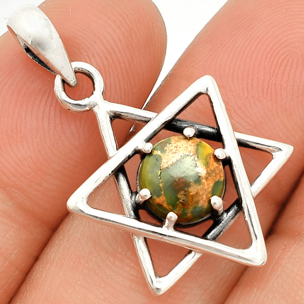Star of David - Natural Bamboo Jasper Pendant P-1004 SDP150005