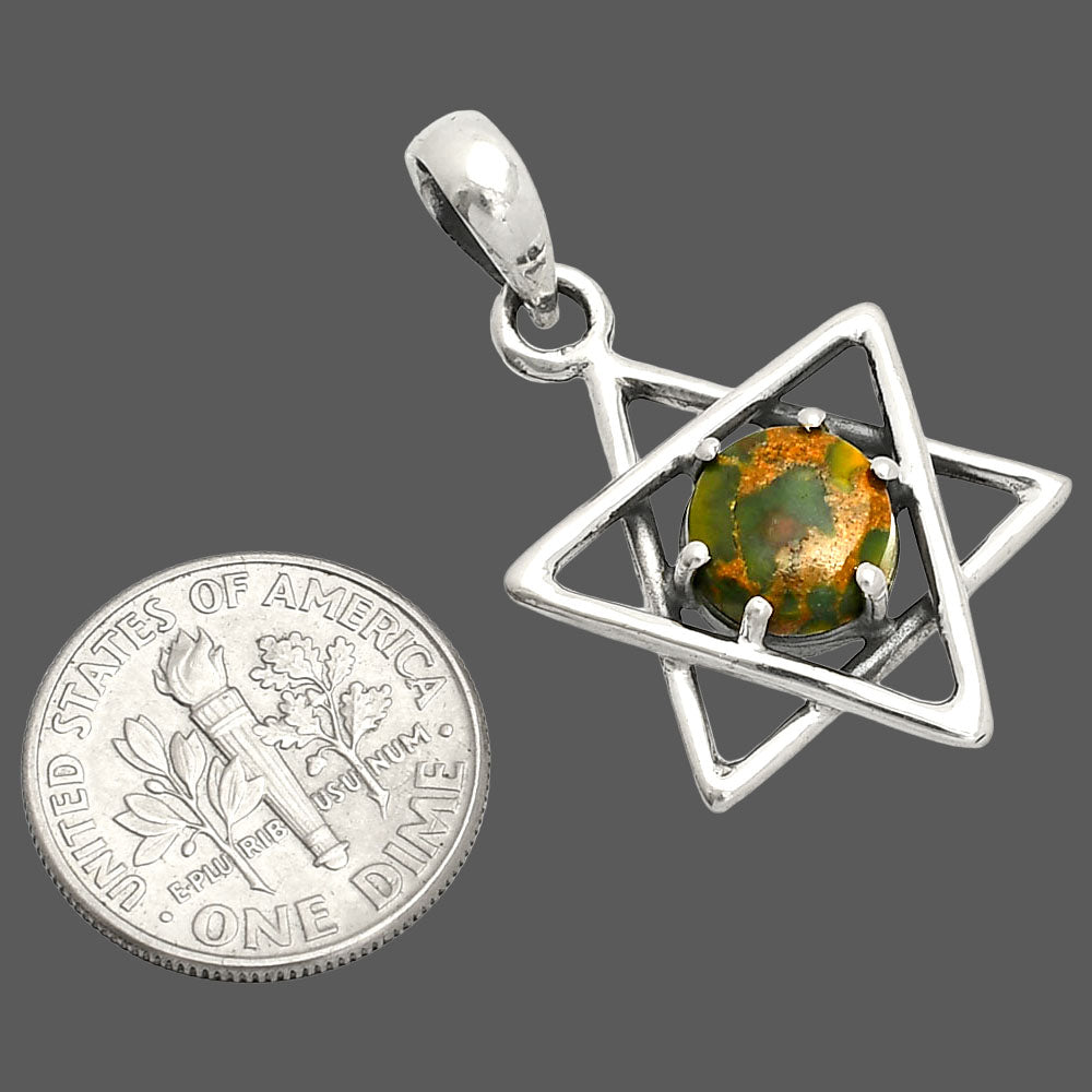 Star of David - Natural Bamboo Jasper Pendant P-1004 SDP150005