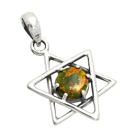 Star of David - Natural Bamboo Jasper Pendant P-1004 SDP150005