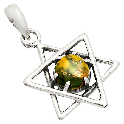 Star of David - Natural Bamboo Jasper Pendant P-1004 SDP150071