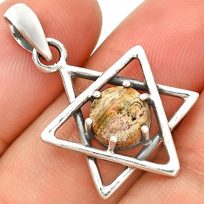 Star of David - Natural Leopard Skin Jasper Pendant P-1004 SDP150074