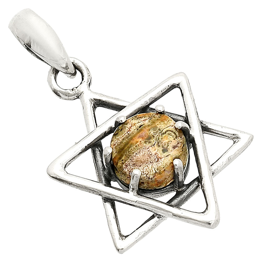Star of David - Natural Leopard Skin Jasper Pendant P-1004 SDP150074