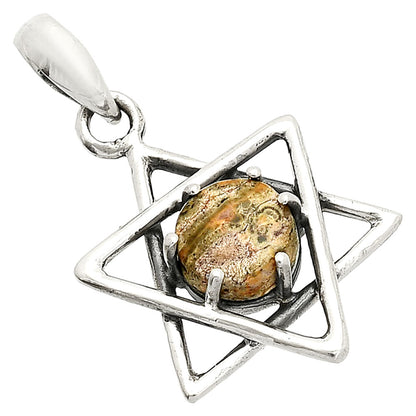 Star of David - Natural Leopard Skin Jasper Pendant P-1004 SDP150074