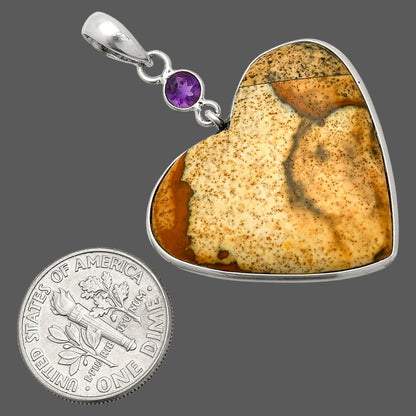 Heart - Picture Jasper & Amethyst Pendant P-1098 SDP150116