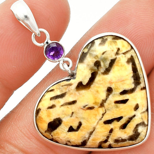 Heart - Septarian - Dragon Stone & Amethyst Pendant P-1098 SDP150131
