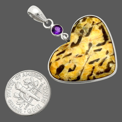 Heart - Septarian - Dragon Stone & Amethyst Pendant P-1098 SDP150131