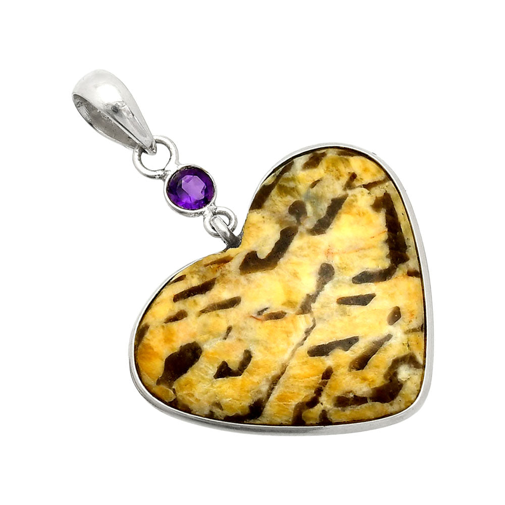 Heart - Septarian - Dragon Stone & Amethyst Pendant P-1098 SDP150131