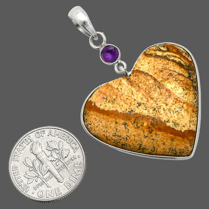 Heart - Picture Jasper & Amethyst Pendant P-1098 SDP150133