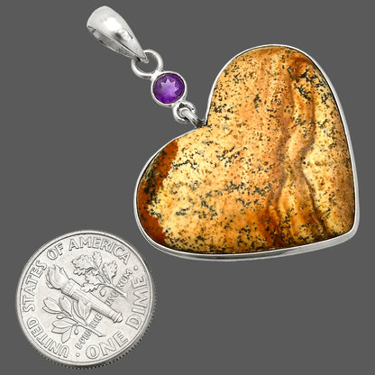 Heart - Picture Jasper & Amethyst Pendant P-1098 SDP150135