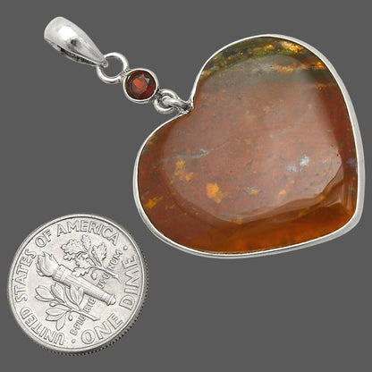 Heart - Texas Moss Agate & Garnet Pendant P-1098 SDP150159