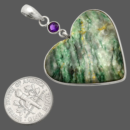 Heart - Green Mariposite & Amethyst Pendant P-1098 SDP150160