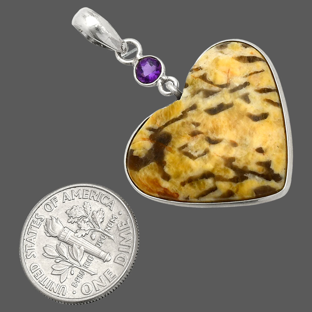 Heart - Septarian - Dragon Stone & Amethyst Pendant P-1098 SDP150170