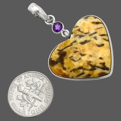 Heart - Septarian - Dragon Stone & Amethyst Pendant P-1098 SDP150170