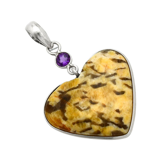 Heart - Septarian - Dragon Stone & Amethyst Pendant P-1098 SDP150170