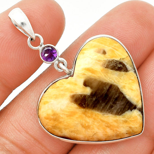 Heart - Septarian - Dragon Stone & Amethyst Pendant P-1098 SDP150184