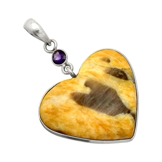 Heart - Septarian - Dragon Stone & Amethyst Pendant P-1098 SDP150184
