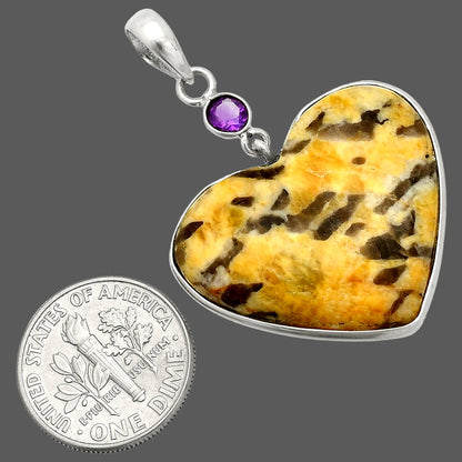 Heart - Septarian - Dragon Stone & Amethyst Pendant P-1098 SDP150187