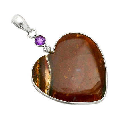 Heart - Texas Moss Agate & Amethyst Pendant P-1098 SDP150192