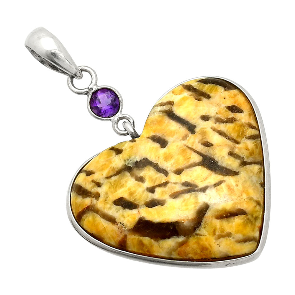 Heart - Septarian - Dragon Stone & Amethyst Pendant P-1098 SDP150193