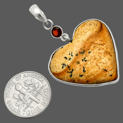 Heart - Picture Jasper & Garnet Pendant P-1098 SDP150196