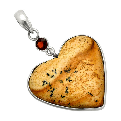 Heart - Picture Jasper & Garnet Pendant P-1098 SDP150196