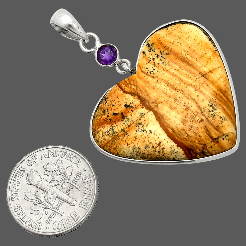 Heart - Picture Jasper & Amethyst Pendant P-1098 SDP150197