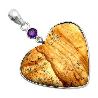 Heart - Picture Jasper & Amethyst Pendant P-1098 SDP150197