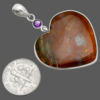 Heart - Texas Moss Agate & Amethyst Pendant P-1098 SDP150198