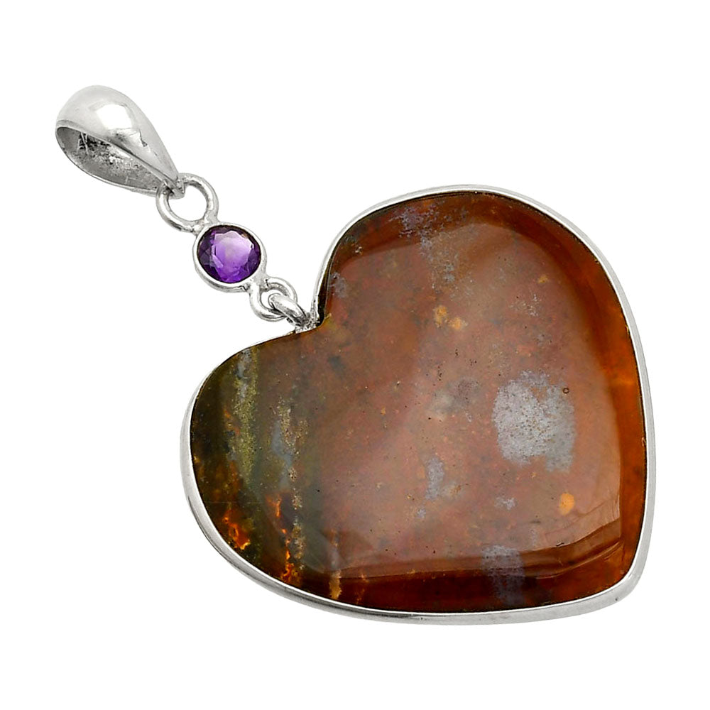 Heart - Texas Moss Agate & Amethyst Pendant P-1098 SDP150198