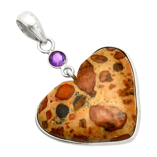 Heart - Leopardite Jasper & Amethyst Pendant P-1098 SDP150218