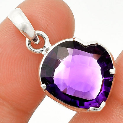 Heart - African Amethyst Checker Pendant P-1043 SDP150220