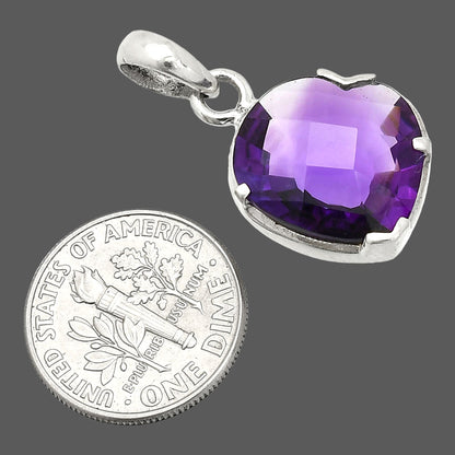 Heart - African Amethyst Checker Pendant P-1043 SDP150220