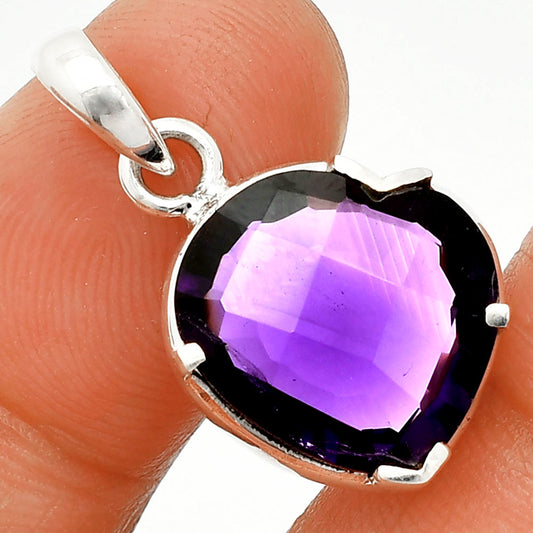 Heart - African Amethyst Checker Pendant P-1043 SDP150223