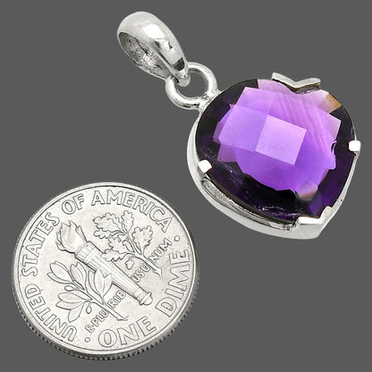 Heart - African Amethyst Checker Pendant P-1043 SDP150223